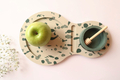 Graciela Noemi Handcrafted Apple Tray with Abstract Design and Green Honey Bowl