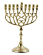 Chanukah Menorah in Brass with Swirling Design, for Candles - 9 Inches