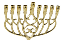 Chanukah Menorah in Brass with Swirling Design, for Candles - 9 Inches