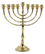Tall Brass Chanukah Menorah, Cups with Pomegranate Design - 16 Inches