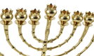 Tall Brass Chanukah Menorah, Cups with Pomegranate Design - 16 Inches