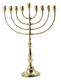 Tall Classic Brass Chanukah Menorah, Cups with Pomegranate Design - 24 Inches