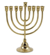 Brass Chanukah Menorah Classic Design, for Candles - 10 Inches