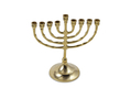 Small Antique Brass Chanukah Menorah, For Candles - 6 inches