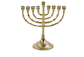 Small Antique Brass Chanukah Menorah, For Candles - 6 inches