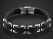 Adi Sidler, Man's Black Leather Bracelet with Stainless Steel Open Buckle Design