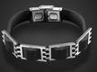 Adi Sidler Man's Black Leather Bracelet with Four Geometric Elements