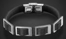 Adi Sidler Man's Black Leather Bracelet with Stainless Steel Open Buckle Design