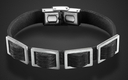 Adi Sidler Man's Bracelet, Black Leather with Four Rectangle Elements