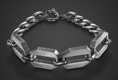 Adi Sidler, Stainless Steel Man's Bracelet  Four Large Hexagonal Open Discs