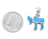 Chai Necklace Hebrew Letter Opal Stone Sterling Silver Necklace Pendant