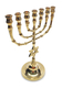 Seven Branch Menorah, Gleaming Gold Brass with Star of David on Stem - 10