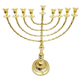 Extra Large Gleaming Gold Color Chanukah Menorah, Beaded Design - 22 Inches