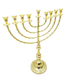 Extra Large Gleaming Gold Color Chanukah Menorah, Beaded Design - 22 Inches