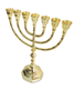 Seven Branch Menorah with Decorative Stem and Base, Gleaming Gold Brass  10