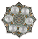 Dorit Judaica Raised Seder Plate with Bowls - Mustard, Gray and Black Mandala