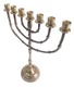 Seven Branch Menorah, Dark Gold Brass with Bead Decoration - 15