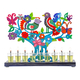 Yair Emanuel Hand Painted Chanukah Menorah, Colored Birds Flowers & Butterflies