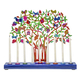 Yair Emanuel Hand Painted Chanukah Menorah, Colorful Pomegranate Tree and Birds