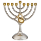 Silver and Gold Chanukah Menorah, Curved Branches with Small Jug Decoration - 7