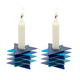 Yair Emanuel Shabbat Candlesticks, Stacked Triangle Stars of David  Blue
