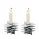 Yair Emanuel Shabbat Candlesticks, Stacked Triangle Stars of David - Silver