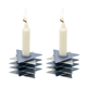 Yair Emanuel Shabbat Candlesticks, Stacked Triangle Stars of David - Gray