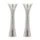 Yair Emanuel, Flower Shaped Textured Candlesticks, Silver  5 or 8 Height