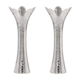 Yair Emanuel, Flower Shaped Textured Candlesticks, Silver  5 or 8 Height