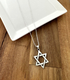 AJDesign Large Star of David Necklace for Men 925 Sterling Silver Interlocking Triangles Pendant with Chain