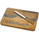 Raised Wood Challah Board with Dark Gray Epoxy Curved Vein - Matching Knife