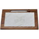 Dark Brown Wood Challah Board with White Marble Plaque - Comes with Knife