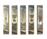 Set of 5 Mezuzah Cases with Decorative Judaica Motifs, Brass - 4