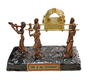 Sculpture of Shofar Blower & Holy Ark Carried on Poles  Copper and Gold Metal