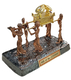 Sculpture of Shofar Blower & Holy Ark Carried on Poles  Copper and Gold Metal