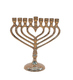Chanukah Menorah, Gold Metal with a Heart Shape - 7.4 Inches Height