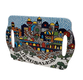 Ceramic Serving Tray with Jerusalem View in Colorful Armenian Art Style