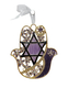 Gleaming Hamsa Wall Hanging, Star of David and Flowers - Choice of Colors