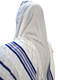 Acrylic Non-Slip Tallit, Textured Checkerboard Weave - Silver and Blue Stripes