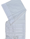 Acrylic Non-Slip Tallit, Textured Checkerboard Weave - White on White Stripes