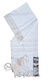 Acrylic Non-Slip Tallit, Textured Checkerboard Weave  White and Gold Stripes