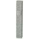 Perspex Mezuzah Case of Glittering Gray Silver, Silver Shin - Scroll of 12 cm