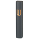 Rounded Dark Gray Polyresin Mezuzah Case  Gold Shin