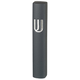 Rounded Dark Gray Polyresin Mezuzah Case, Silver Shin - For Scroll 12 cm