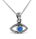 Evil Eye Pendant Necklace in 925 Sterling Silver with Created Opal