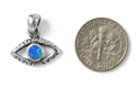 Evil Eye Pendant Necklace in 925 Sterling Silver with Created Opal