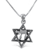 Star of David with Hebrew Chai, 925 Sterling Silver Pendant Necklace
