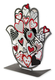 Dorit Judaica Free Standing Hamsa Sculpture, Red White and Black Hearts