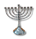 Small Nickel Plated Chanukah Menorah, For Candles - 6 inches Height