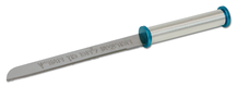 Dorit Judaica Shabbat Challah Knife, Spiral Handle Design - Silver & Turquoise